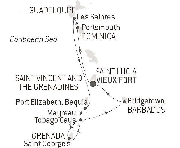 Cruising the Caribbean's Windward Islands – with Smithsonian Journeys Itinerary Map