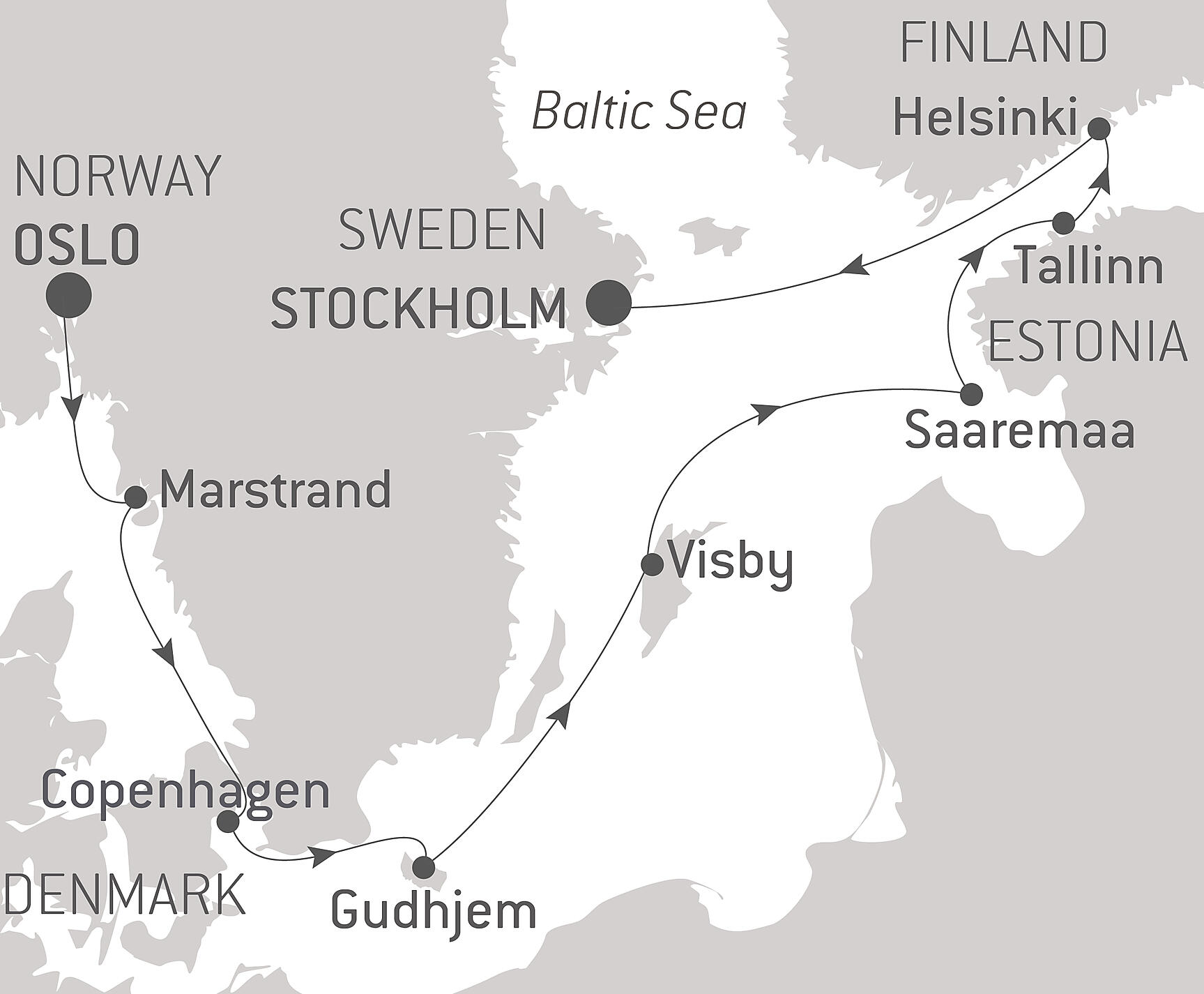 Islands and cities, from the North Sea to the Baltic Itinerary Map