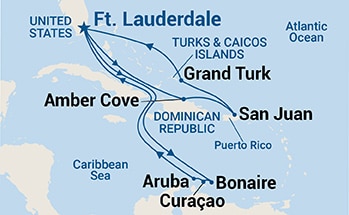 14-Day Caribbean South/East Adventurer Itinerary Map
